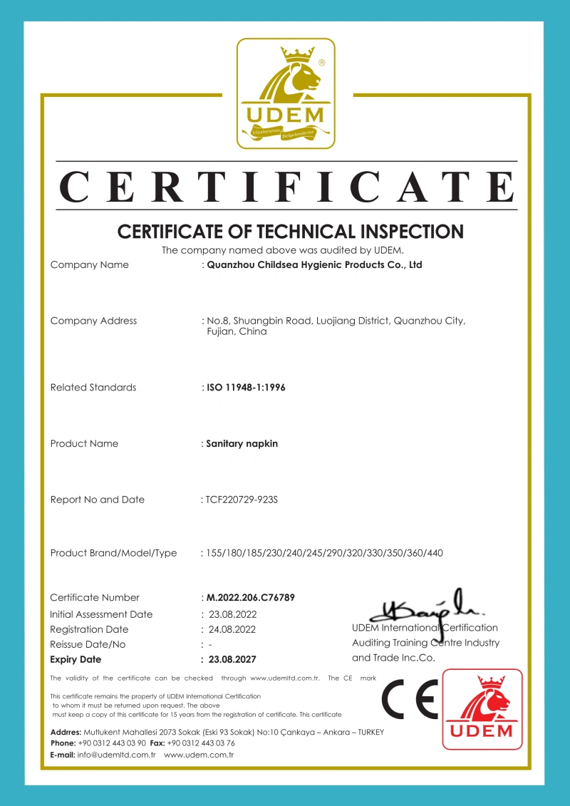 Childsea product certificate 1